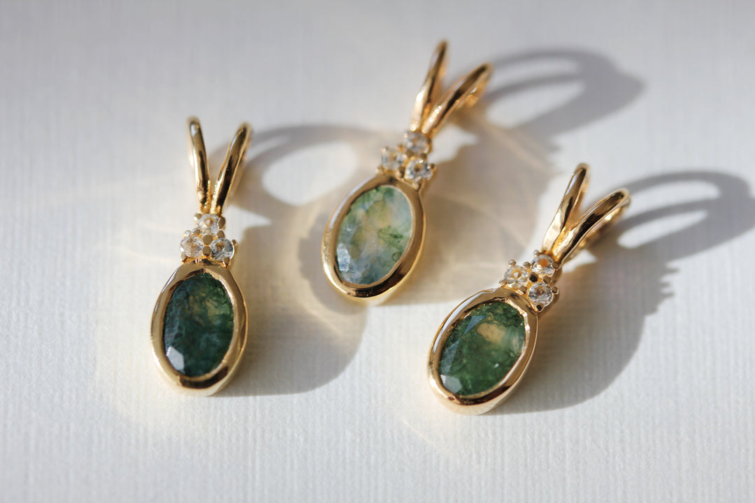 Aurora Necklace in Moss Agate