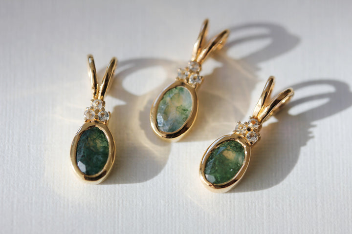 Aurora Necklace in Moss Agate