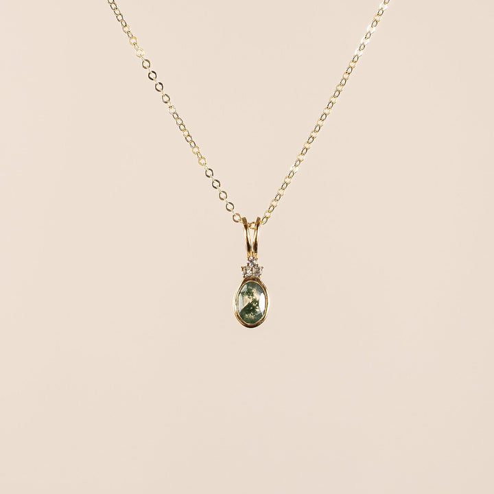Aurora Necklace in Moss Agate