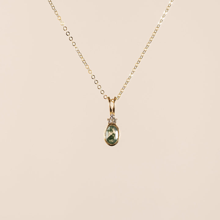 Aurora Necklace in Moss Agate