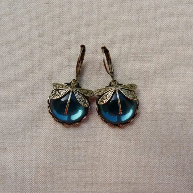 Artistic Gold Dragonfly Crystal Earrings