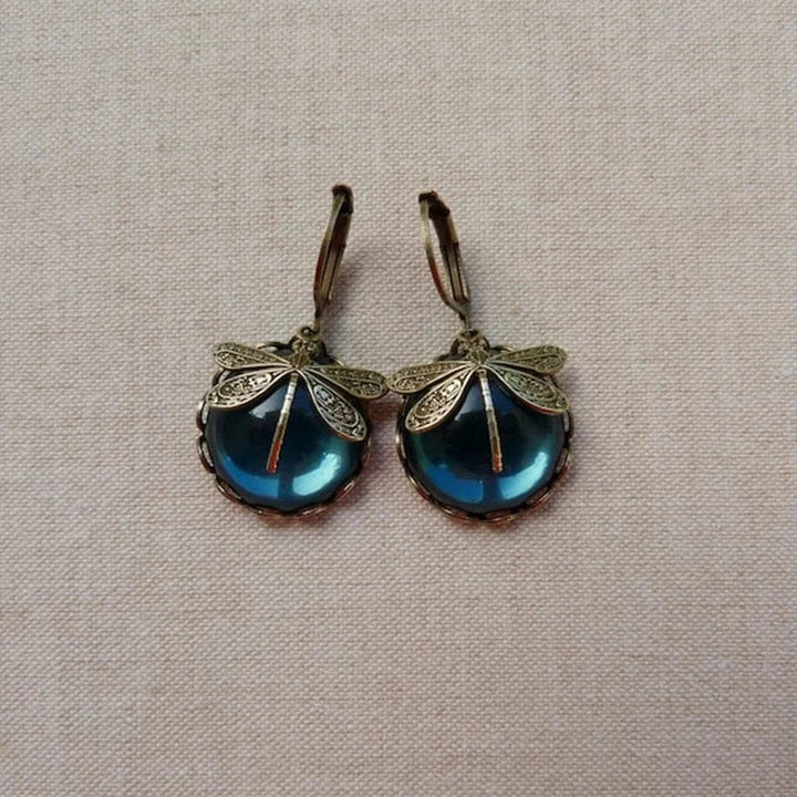 Artistic Gold Dragonfly Crystal Earrings