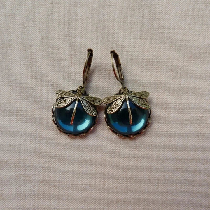 Artistic Gold Dragonfly Crystal Earrings
