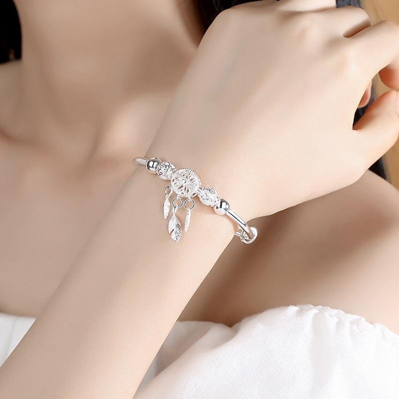 Adjustable Silver Dreamcatcher Bracelet
